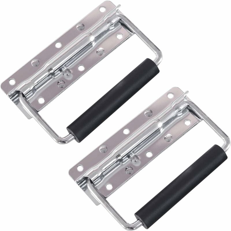 

Paquete de 2 asas de resorte plegables (12,5 x 4 cm) con 6 agujeros Plata