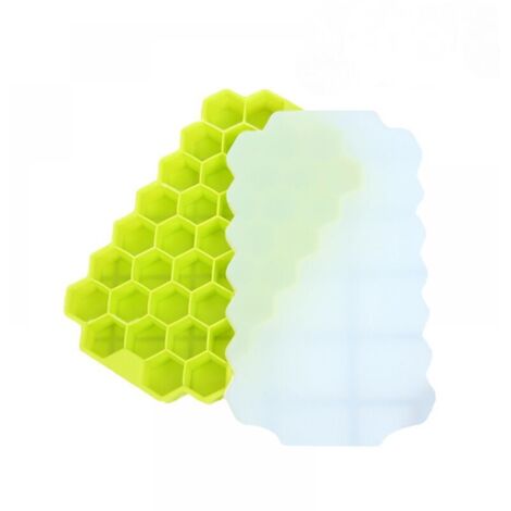 Paquete de 2 bandejas de silicona para cubitos de hielo con tapas sin BPA, bandejas cuadradas de fácil liberación para congelador, gel de sílice flexible de grado alimenticio para cócteles