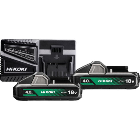 Paquete de 2 baterías compactas de 4.0Ah y 1 cargador HIKOKI – 2 BSL1840M / 1 UC18YFSL