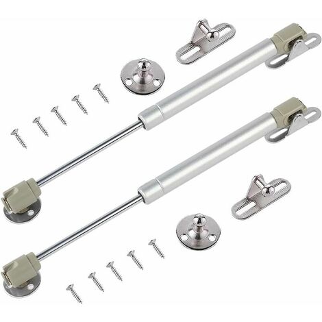 Paquete de 2 bisagras hidráulicas para muebles, 40 N, 270 mm, puntales de gas, bisagras para puerta de cocina de acero inoxidable con tornillos (plata)
