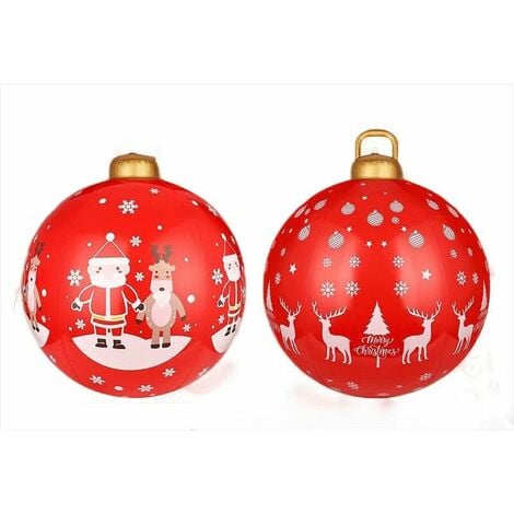 Paquete de 2 bolas de adorno de Navidad inflables e iluminadas, bolas de Navidad grandes de 24 pulgadas para interiores con luces LED y control remoto para decoraciones navideñas de jardín y piscina