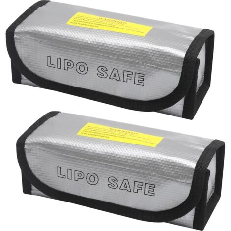 Paquete de 2 bolsas antiexplosivas para baterías LiPo, ignífugas y a prueba de explosiones, para carga y almacenamiento. Protección, almacenamiento y seguridad contra el fuego para tus baterías.