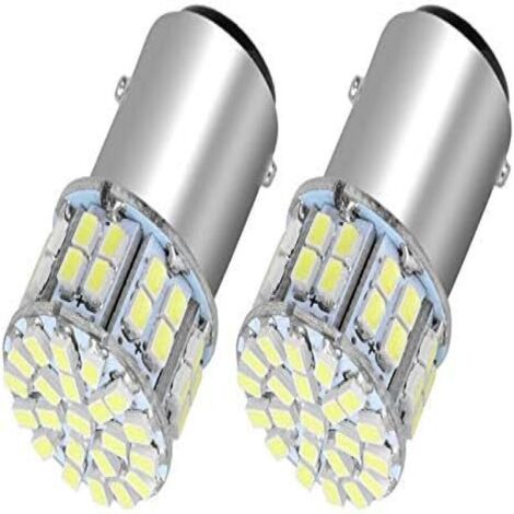 Paquete de 2 bombillas LED blancas de 6000K 1157 50SMD para luces traseras y de freno BAY15D 12V