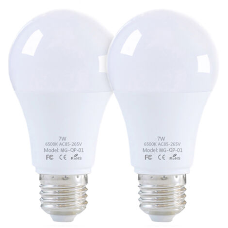 Paquete de 2 bombillas LED blancas E27 de 7W, reemplazan a las halógenas de 50W, de bajo consumo, para escaleras, jardín, balcón, garaje, sala de estar, pasillo, sótano, clase A+.