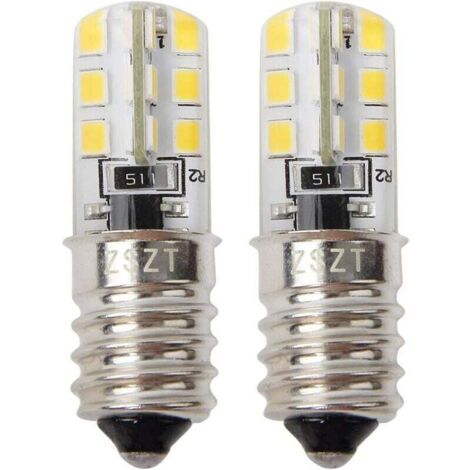 Paquete de 2 bombillas LED E14 de 2 W para frigorífico (blanco cálido, 3000 K)