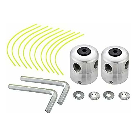 Paquete de 2 cabezales universales de aluminio para desbrozadora, cabezal de doble línea, carrete de línea de nailon, accesorio para desbrozadora
