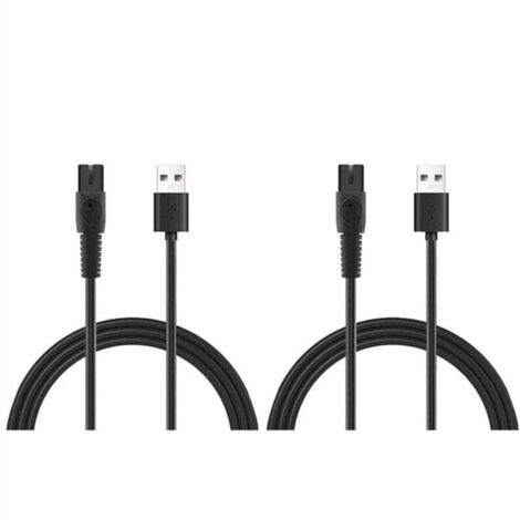 Paquete de 2 cables de carga USB de 5 V y 1 A, XU, para afeitadoras eléctricas QP2724, QP2834, QP1924 y MG9520 - KZQ