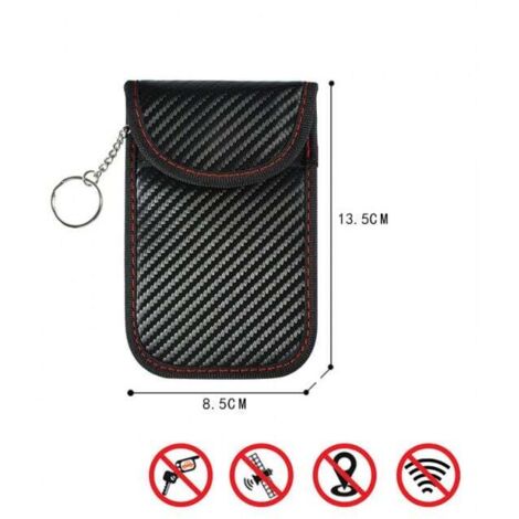 Paquete de 2 cajas bloqueadoras de señal para llaves de coche, fundas de bloqueo de señal RFID para llaves de coche, caja de protección anti-RFID de fibra de carbono - Fibra de carbono ovalada