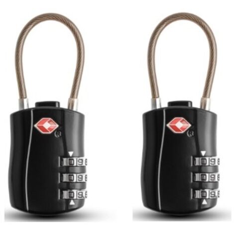 [Paquete de 2] Candados para equipaje, candados de seguridad de 3 dígitos, candados de combinación, candados de código para maletas, equipaje, etc. – Negro