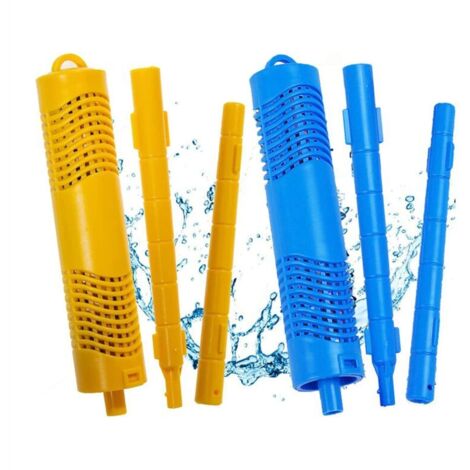 Paquete de 2 cartuchos de filtro mineral en barra para spas, piscinas y estanques de peces, con una duración de 4 meses, en color azul y amarillo.