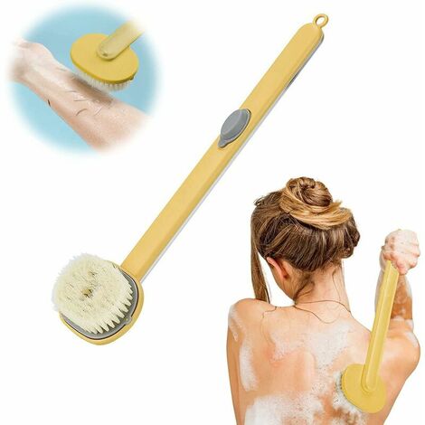 Paquete de 2 cepillos para espalda de ducha, cepillo de baño líquido de mango largo, cepillo de ducha, cepillo de baño desmontable con dispensador de jabón, cepillo de ducha para el cuidado de la espa
