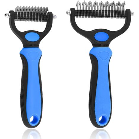 Paquete de 2 cepillos para pelo de mascotas, herramientas de depilación de doble cara, cepillos de aseo para mascotas, peines para depilación de mascotas, accesorios para mascotas