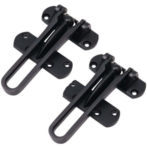 Paquete de 2 cerraduras de acero para ventanas de seguridad, color negro, para puertas delanteras sin ventanas, con cadena antirrobo.