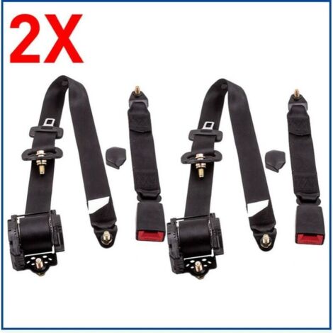 UGREAT Paquete de 2 cinturones de seguridad retráctiles universales de 3 puntos para coche, camión, autobús, asiento, cinturón de seguridad retráctil automático de tres puntos para conductor de coche