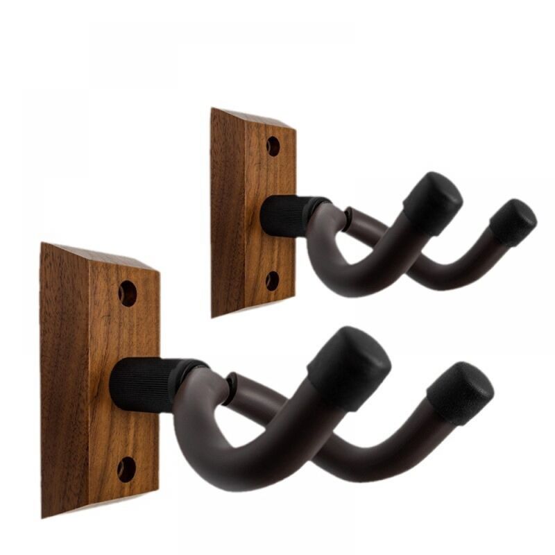 Paquete de 2 colgadores de guitarra de madera maciza, giratorios con tornillos y en forma de V para guitarra acústica y eléctrica.