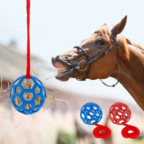 Paquete de 2 comederos de heno para caballo, cabra, oveja, juguete colgante para aliviar el estrés