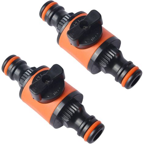 Paquete de 2 conectores y accesorios de manguera de liberación rápida, conector de cierre en línea para manguera de jardín, válvula de boquilla, válvula de cierre de manguera de jardín