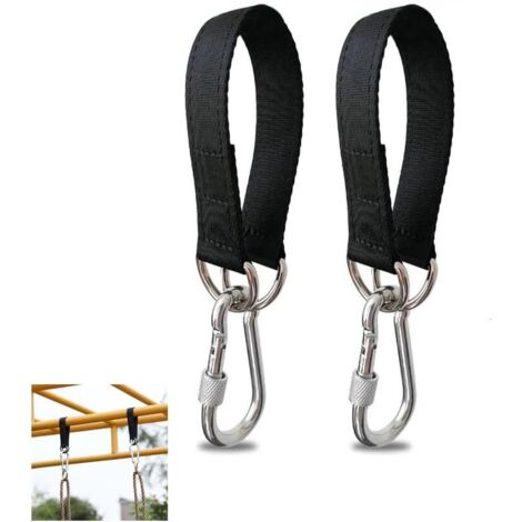 Paquete de 2 correas para colgar columpios de árbol, cinturón resistente de 50 cm con mosquetón de seguridad para asiento de hamaca y saco de arena.
