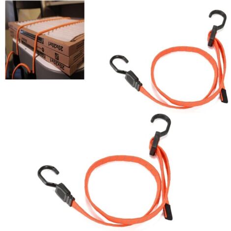 Paquete de 2 cuerdas elásticas resistentes, planas con ganchos, para proteger muebles, carritos, tiendas de campaña y motocicletas (100 cm, naranja)