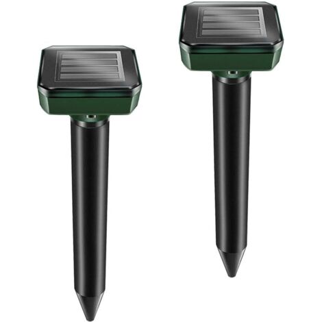 Paquete de 2 estacas para repeler topos solares, repelente ultrasónico de topos, eliminación de topos con energía solar para topos, serpientes, topos, topos y otros animales (2)