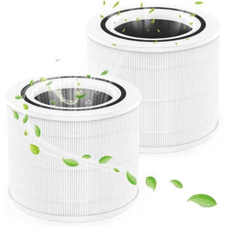 Paquete de 2 filtros de repuesto Core 300S, compatibles con el purificador de aire inteligente LEVOIT Core 300S WiFi, prefiltro 3 en 1 con HEPA H13 real y carbón activado, referencia: core 300-RF