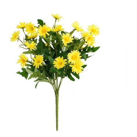 Paquete de 2 flores artificiales de plástico amarillas, resistentes a los rayos UV y a la decoloración, para uso en interiores y exteriores, ventanas, porches, jardines y arbustos. Decorativas.