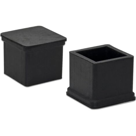 Paquete de 2 fundas cuadradas para patas de silla, antiarañazos, de goma resistente, 20x20 mm (2,0x2,0 cm), color negro.