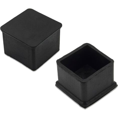 Paquete de 2 fundas cuadradas para patas de silla, antiarañazos, de goma resistente, 30x30 mm (3,0x3,0 cm), color negro.
