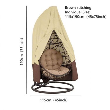 Paquete de 2 fundas para sillas colgantes de 115 x 190 cm, de mimbre de ratán, impermeables, para jardín, protector de silla colgante, funda impermeable y a prueba de polvo para mecedora