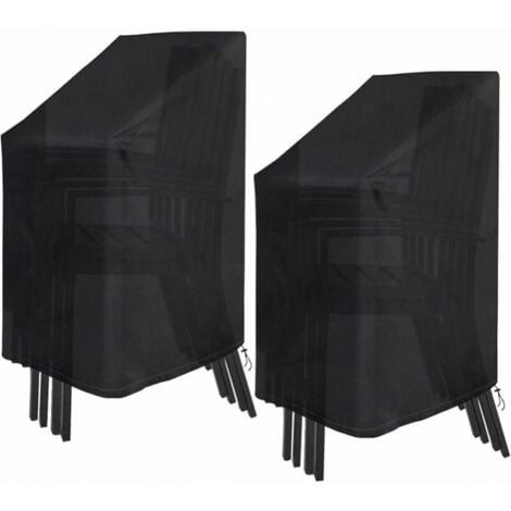 CYSLMUK Paquete de 2 fundas para sillas de jardín, tela Oxford impermeable con bolsillo con hebilla de cordón, funda para sillón de jardín, funda para silla de exterior (75 x 75 x 120 cm, 210 D)