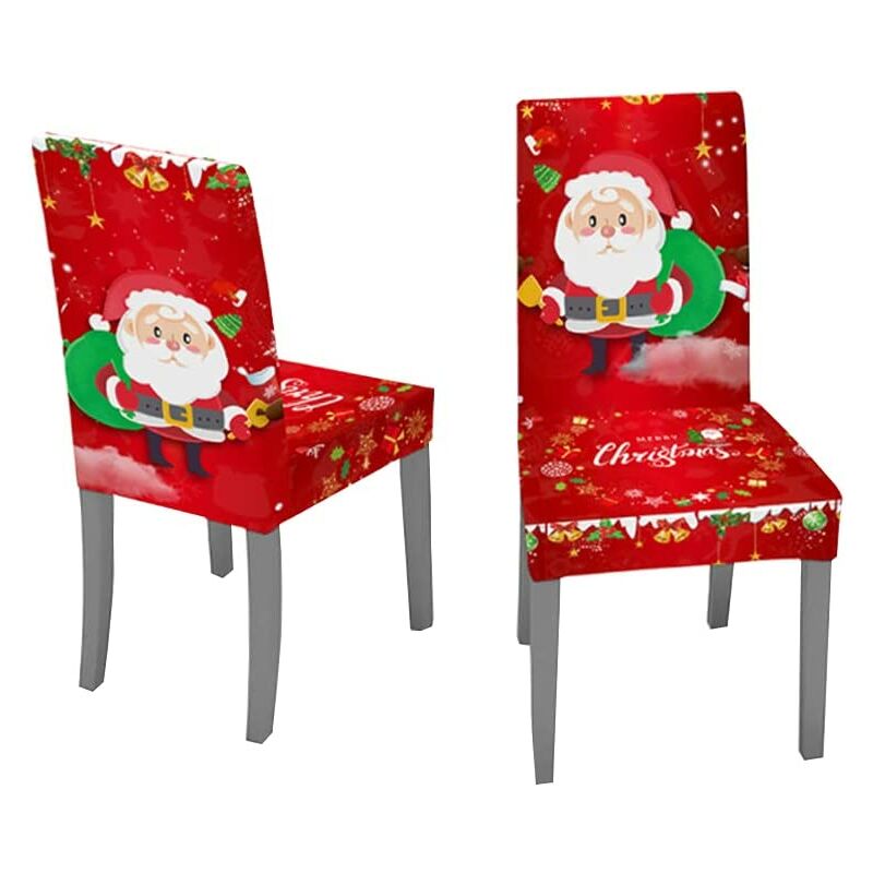 Paquete de 2 fundas para sillas elásticas navideñas para sillas de comedor, extraíbles y lavables, aptas para hoteles, restaurantes, bodas,