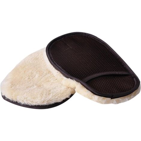 Paquete de 2 guantes de lavado de coche de doble cara de lana de cordero sintética para limpieza y cuidado del coche.