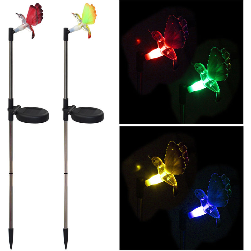 

Paquete de 2, Jardin Solar LED Estaca luz multi que cambian de color del jardin del colibri luces de la decoracion