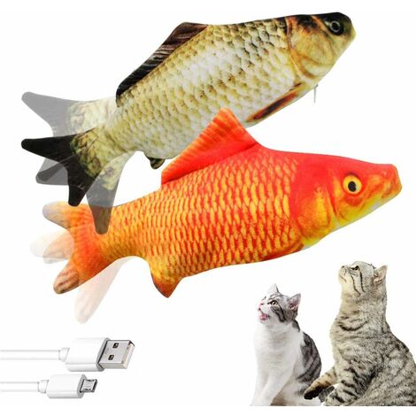 Paquete de 2 juguetes eléctricos flotantes para peces y gatos, juguetes de hierba gatera para peces, juguetes móviles para gatos, juguetes interactivos realistas para morder gatos, suministros para ga