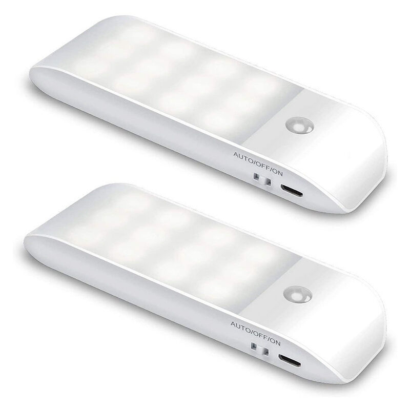 

Paquete de 2 luces de noche LED automáticas, lámpara detectora de movimiento portátil, iluminación de detección de movimiento LED para gabinete,