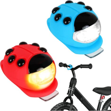 Paquete de 2 luces de scooter para niños, luz de mariquita de silicona con batería, luz de advertencia LED multiusos impermeable, luz de scooter, luz LED para mochila, luz para cochecito (luces rojas 