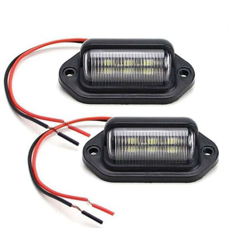 Paquete de 2 luces LED impermeables para matrícula, 6 luces traseras LED SMD, luces para matrícula para 12V/24V, camión, furgoneta, remolque, coche, caravana