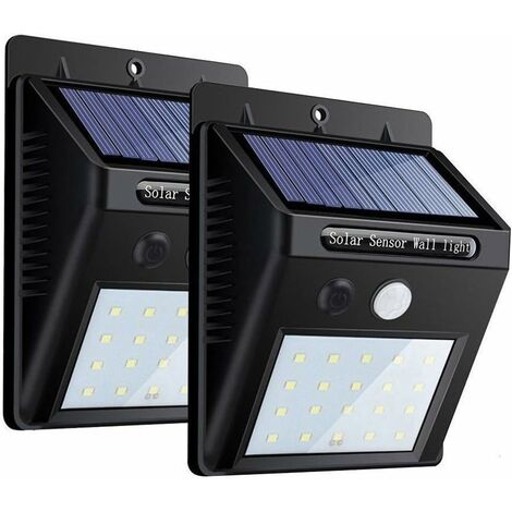 Paquete de 2 luces LED solares para jardín, inalámbricas, 20 LED, impermeables, con sensor de movimiento y tres modos inteligentes, iluminación solar para jardín y patio.