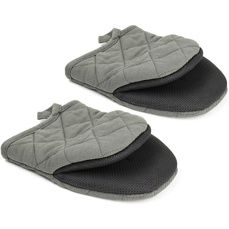 

Sun Floweres - Paquete de 2 mini guantes para horno, resistentes al calor 300 ºF guantes pequeños para horno agarraderas posavasos de algodón de