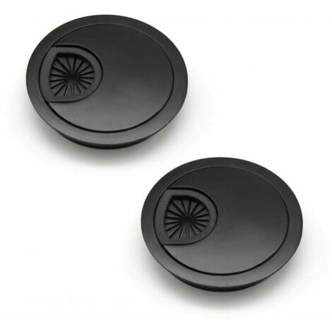 Paquete de 2 pasacables de 60 mm para mesas y encimeras, color negro