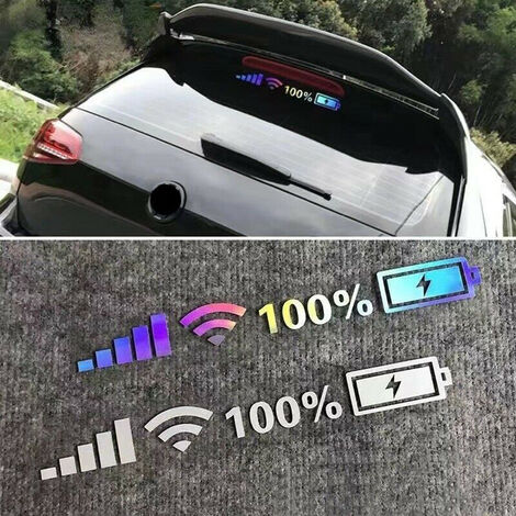 Paquete de 2 pegatinas reflectantes de vinilo para coche 100% señal de nivel de batería Wifi calcomanías divertidas decoración para accesorios de decoración de automóviles