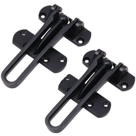 Paquete de 2 pestillos protectores de ventana de acero para puerta de seguridad, puerta delantera negra sin ventana, pestillos de cadena para puerta para evitar robos