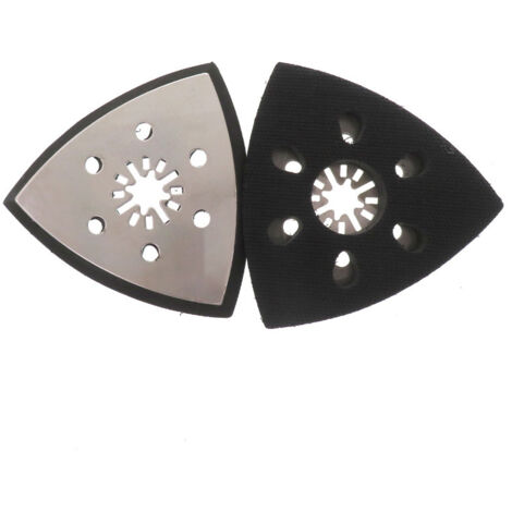 Paquete de 2 placas de lijado triangulares con 6 agujeros de 93 mm. Accesorios para lijadora triangular de madera, plásticos duros, metales, esmerilado o pulido.
