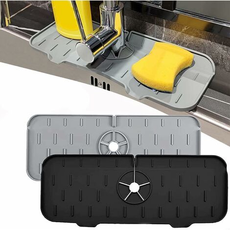 Paquete de 2 protectores contra salpicaduras de silicona para fregadero para cocina, baño, caravana, encimera, fregadero para mantener la encimera seca, lalacèe