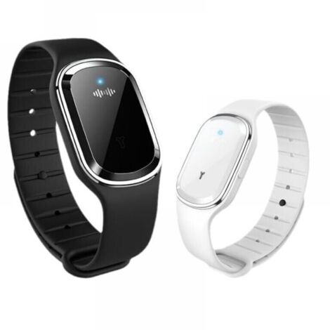Paquete de 2 relojes repelentes de mosquitos ultrasónicos, pulseras repelentes de mosquitos para niños y adultos, recargables por USB (blanco y negro)