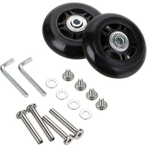 Paquete de 2 ruedas de repuesto para equipaje de 70 x 24 mm, kits de reparación de ruedas de maleta, llaves de eje y tornillos para maletas con ruedas, patines en línea y monopatines.
