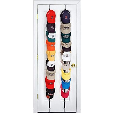 Paquete de 2 soportes para gorras: con capacidad para hasta 16 gorras de béisbol o de otros tipos, ideales para dos habitaciones diferentes. Un excelente organizador.