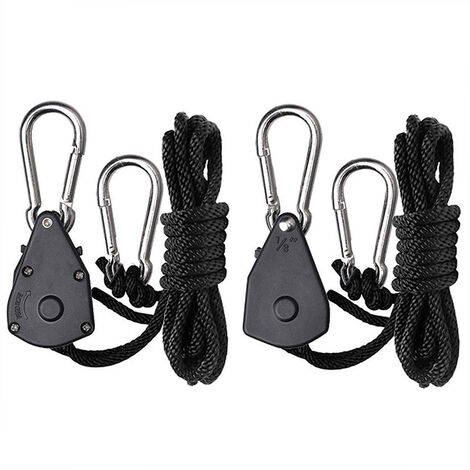 Paquete de 2, trinquete, clip de gancho de mosqueton de cuerda de 1/8 de pulgada, 150lb
