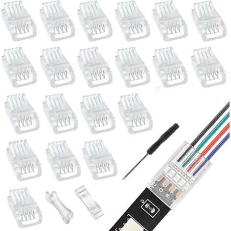 Paquete de 20 conectores LED RGB, 4 pines, 8 mm, para tira LED RGB 5050