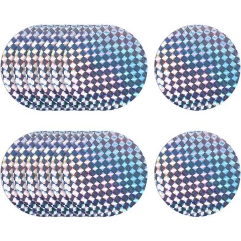Paquete de 20 discos repelentes de aves de 7,5 cm, adhesivos para ventanas, cinta reflectante repelente de aves, tiras reflectantes holográficas para gansos y palomas.